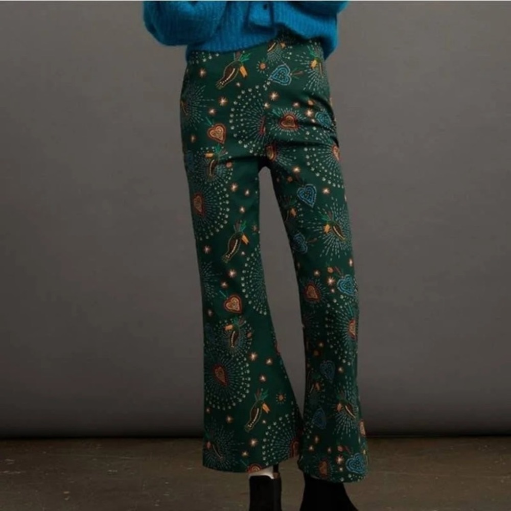 Green Fernanda embroidered Farm Rio pants